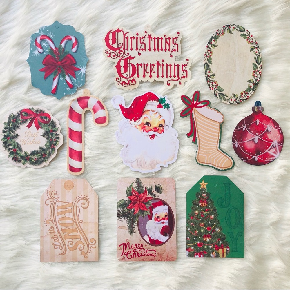 Classic Vintage Christmas Ephemera Tags 11 pc